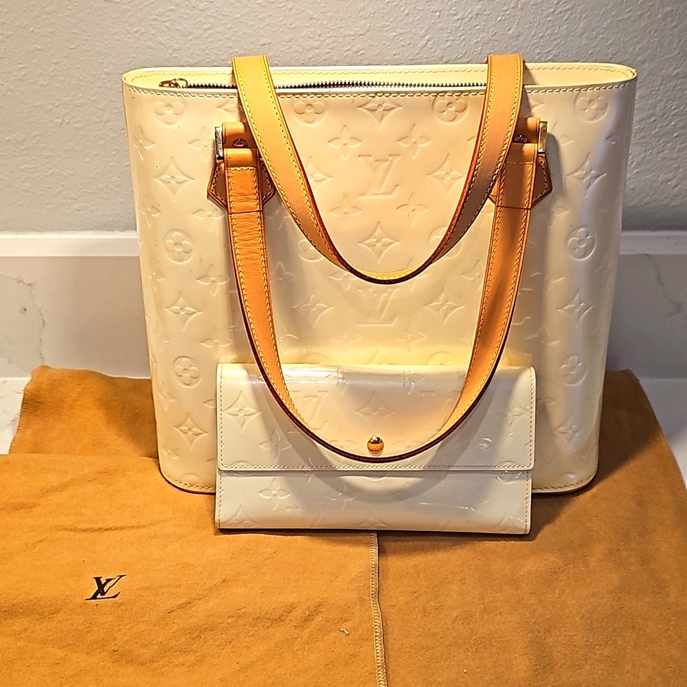 Set! Louis Vuitton Houston Vernes Tote Yellow with Matching Wallet